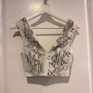 Black and White Snakeskin Crop Top